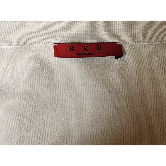 Red Woman Vintage Solid Gold V-Neck Plus Size 2X Long-Sleeve Button Up Cardigan - Picture 7 of 7